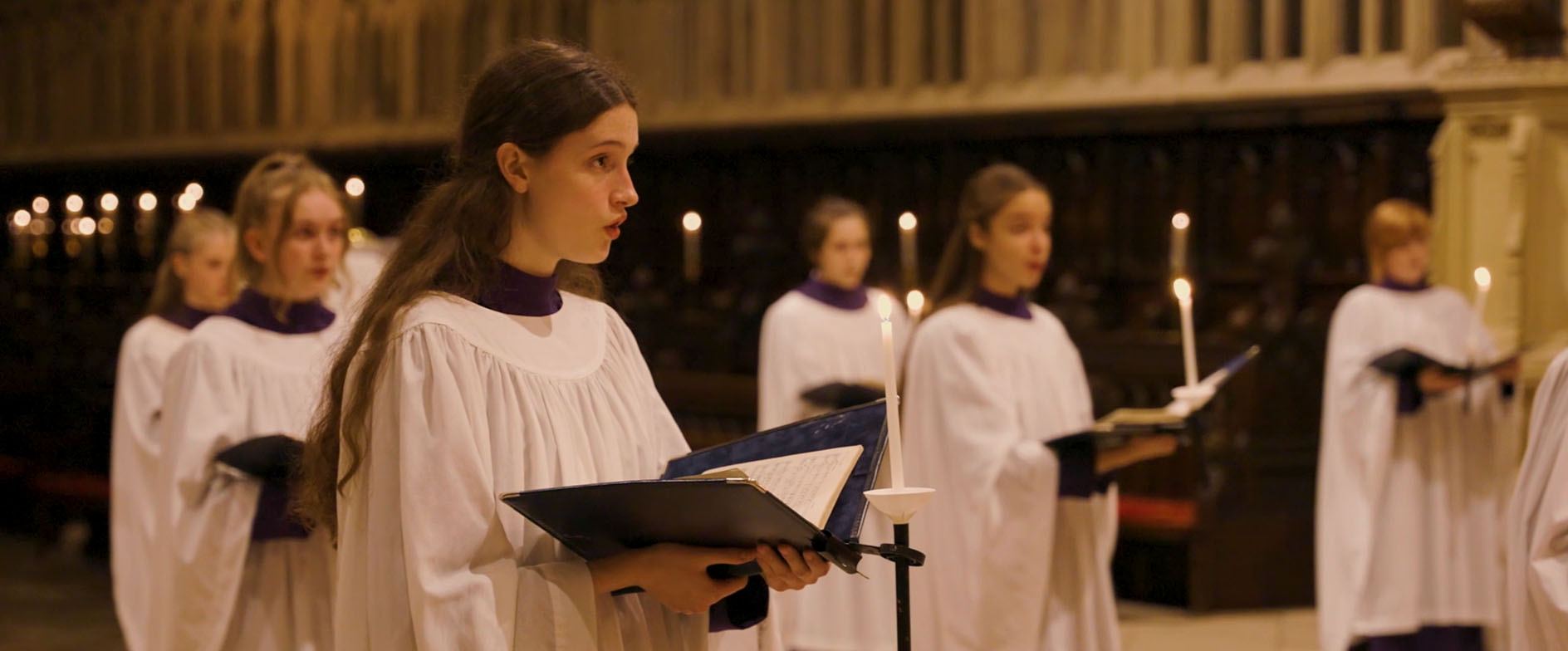Girls singing in a cathedral choir